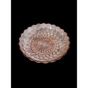Vintage Anchor Hocking Bubble Pink Glass Bowl Scalloped Edge 8.5"